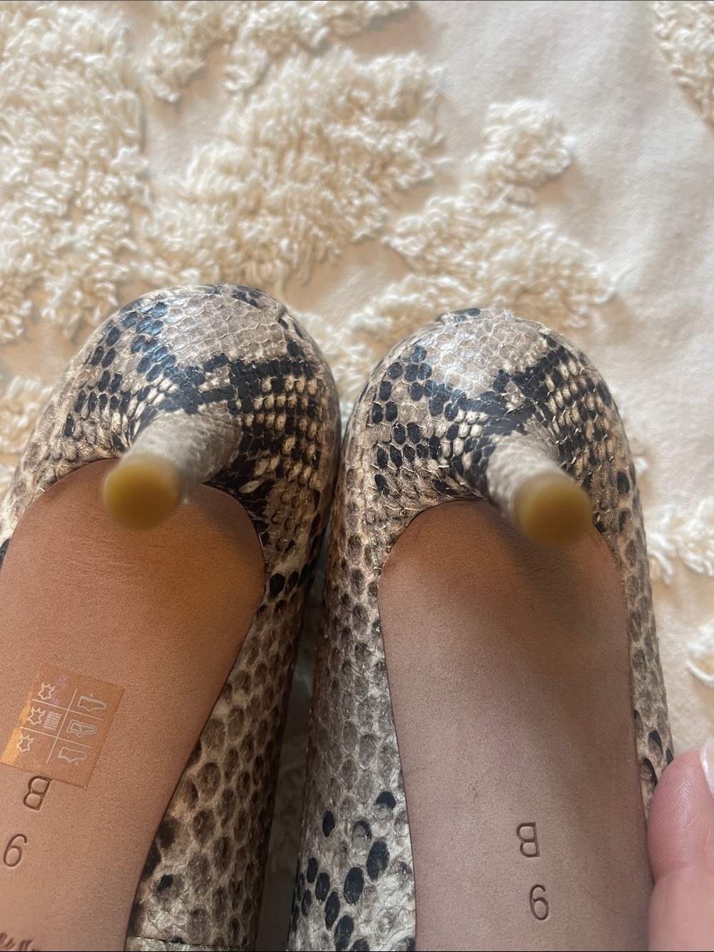 COACH Snake-Print Pointed Toe Pumps in Beige and Black - Picture 7 of 7